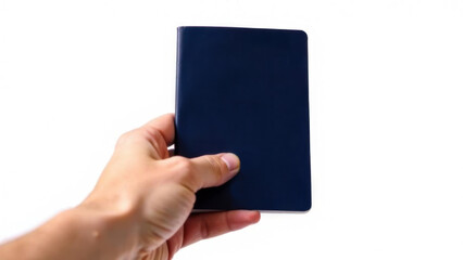 passport in hand isolated on white background
