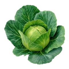 Obraz premium Fresh green cabbage head close up on white background
