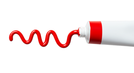 Red paint from tube concept — transparent background