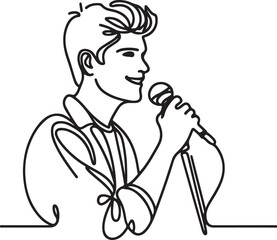 Pop Singer With Microphone Drawing