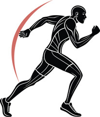 Naklejka premium Energetic runner dynamic athletic monochrome abstract geometric shapes clean lines powerful athletic motion illustration