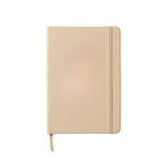 Beige Hardcover Notebook with Elastic Band and Bookmark isolated on transparent background 