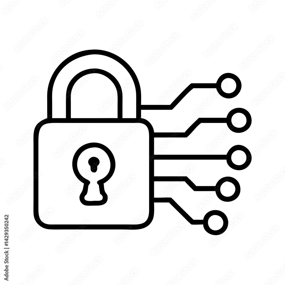 Aufkleber digital security lock icon for cybersecurity data protection and network safety concept design
