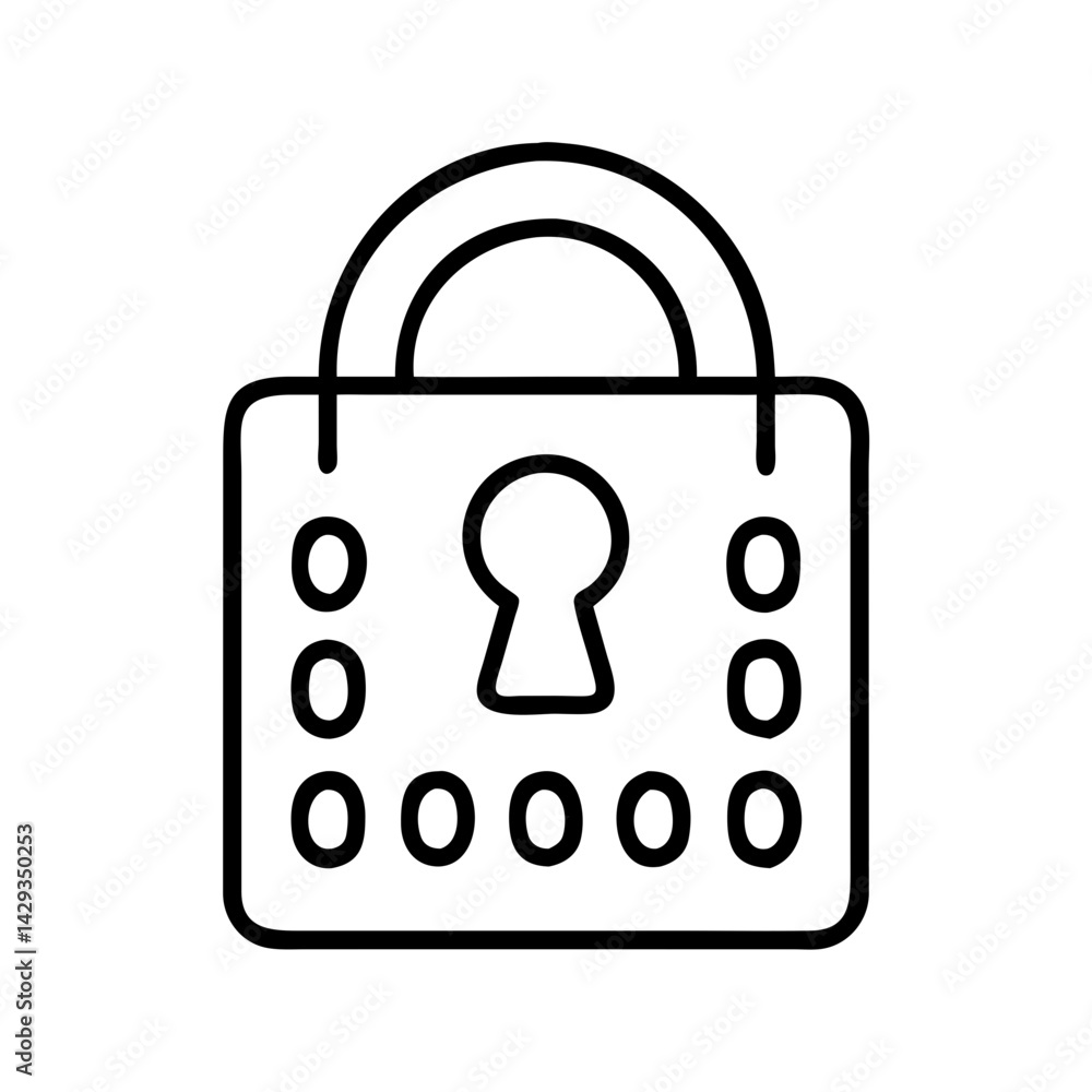 Poster find security padlock vector icon for data protection and access control with keyhole design element