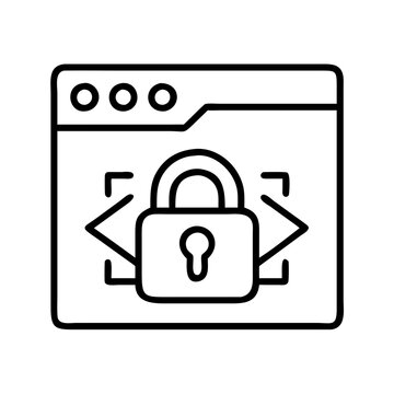 Secure website padlock icon for https connection and data protection with coding brackets around
