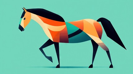 Obraz premium A colorful paper horse with stripes