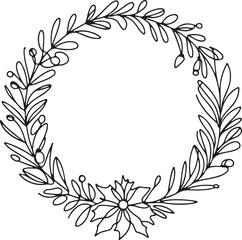 Decorative Wreath Line Art