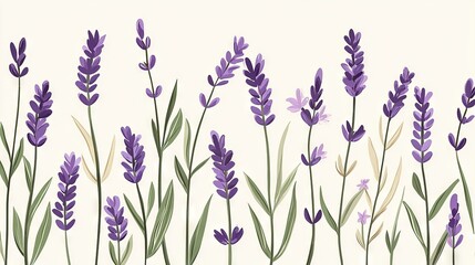 Obraz premium A white background adorned with a cluster of vibrant purple flowers, their green stems accentuating their beauty