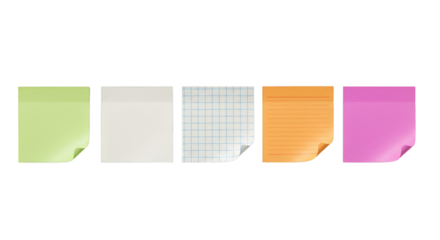 Sticky notes colorful set — transparent background