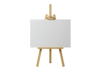 Blank canvas on wood easel — transparent background