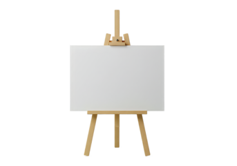 Blank canvas on wood easel — transparent background