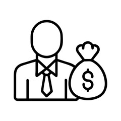 Businessman holding money bag icon vector illustration for finance and investment concept