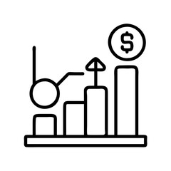 Financial growth chart and dollar sign icon for stock market investment and business success