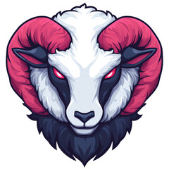 Illustration - Majestic Ram with Pink Horns and Fiery Eyes