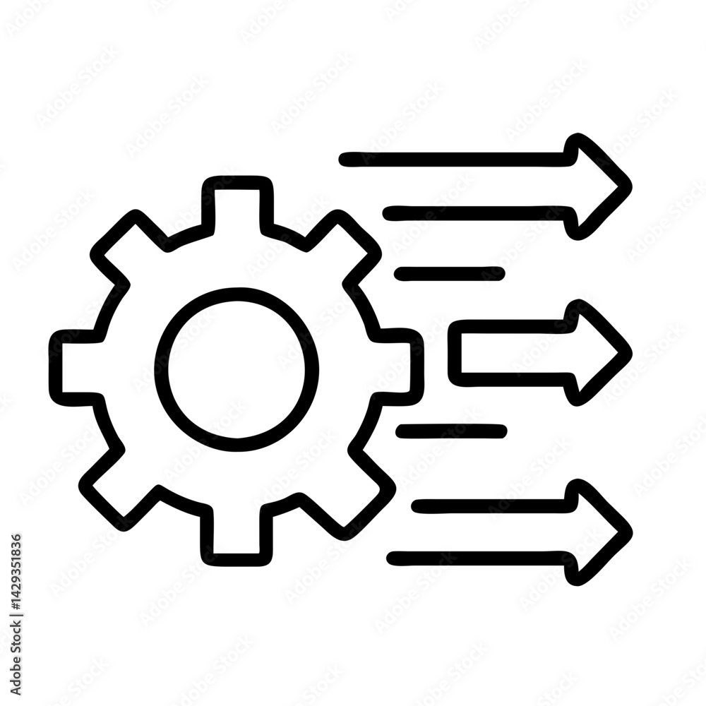Poster gear mechanism with arrows concept for process automation and workflow optimization vector icon