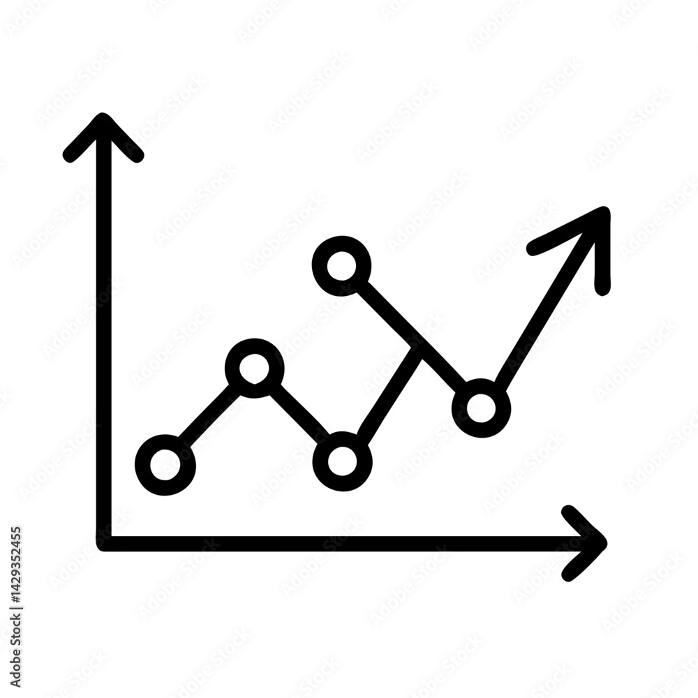 Poster analyzing stock market trends a line graph showing upward trend and data points analysis chart
