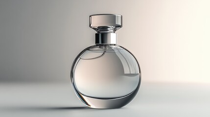 A sleek, minimalist perfume bottle with a frosted finish and silver cap, displayed in a front view on a transparent background