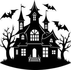 Creepy Haunted House Silhouette