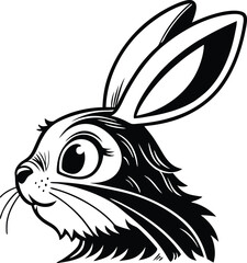 Obraz premium black and white rabbit ,detail, profile, side view