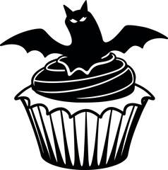 Halloween Cupcake With Bat Topper