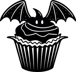 Halloween Cupcake With Bat Wings
