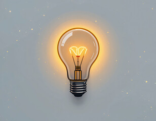 Glowing light bulb illustration in detailed monochrome style