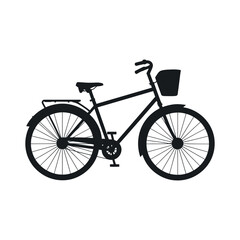 Classic Bicycle Silhouette Vector Illustration Featuring A Basket And Rear Rack For Transportation And Urban Lifestyle
