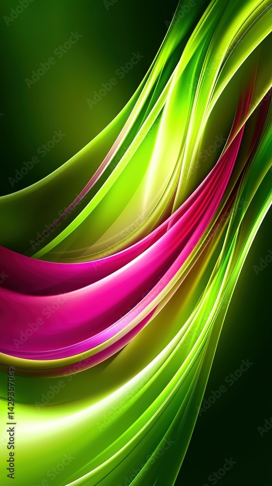 Poster close-up of colorful wave pattern on black background with green background