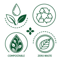 Obraz premium Green Living Environmental conservation and recycling vector icon set