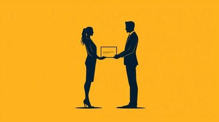 A business leader presenting a recognition certificate to an employee who has shown exceptional perseverance and effort