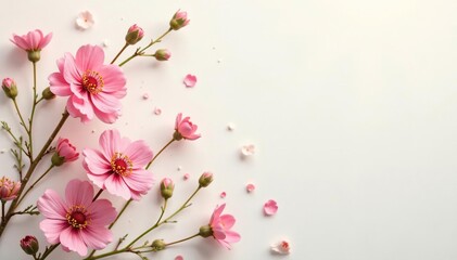 Fototapeta premium Delicate, small-scale floral print on light background, illustration, summer, decor