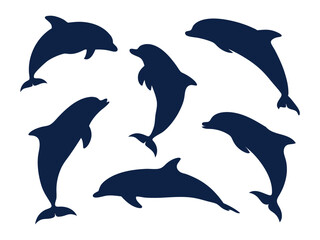 dolphin silhouette hand drawn vector art