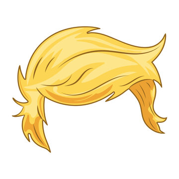 Vector illustration of stylized blond wig with exaggerated combed back hairstyle, isolated on transparent background.