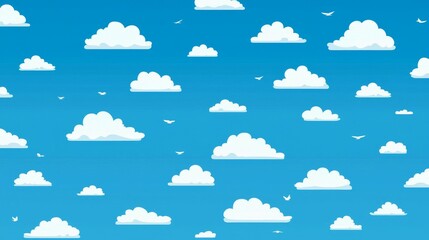 Fototapeta premium Vibrant Blue Sky with Fluffy White Clouds - Serene Nature Backdrop