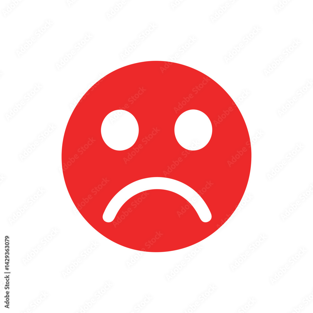Poster simple red sad face vector icon for social media and messaging platforms minimalist design graphic r