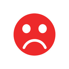Simple Red Sad Face Vector Icon For Social Media And Messaging Platforms Minimalist Design Graphic Representation Expressing Sorrow