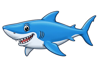 Obraz premium Cartoon Blue Shark Illustration