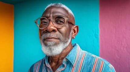 Portrait of an elderly man with beard and glasses