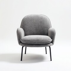 Naklejka premium Gray upholstered chair with legs on white background