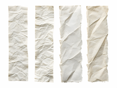 White ripped paper torn edges strips isolated on transparent background