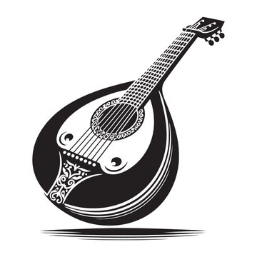 black and white mandolin musical instrument clip art preview