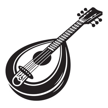 black and white mandolin musical instrument clip art preview