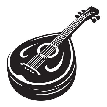 black and white mandolin musical instrument clip art preview