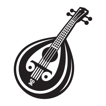black and white mandolin musical instrument clip art preview