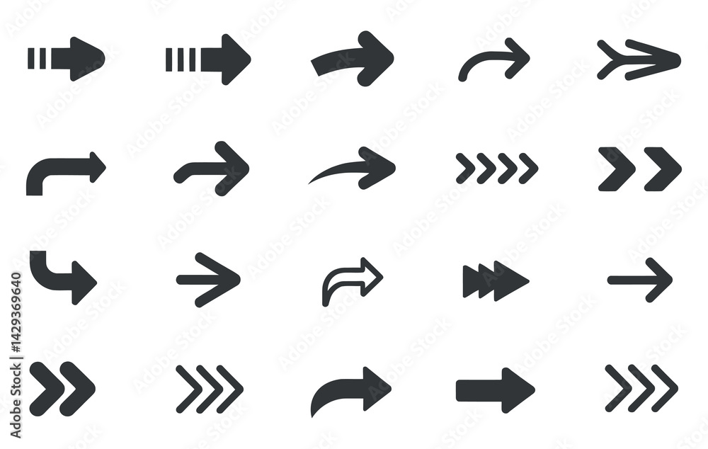 Poster collection of directional arrows for web design and user interface purposes navigation icons and gra