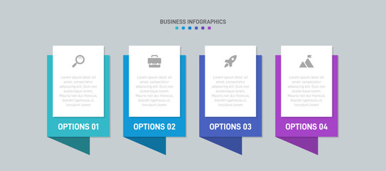 Horizontal progress bar featuring 4 arrow-shaped elements, symbolizing the four stages of business strategy and progression. Clean timeline infographic design template. Vector for presentation
