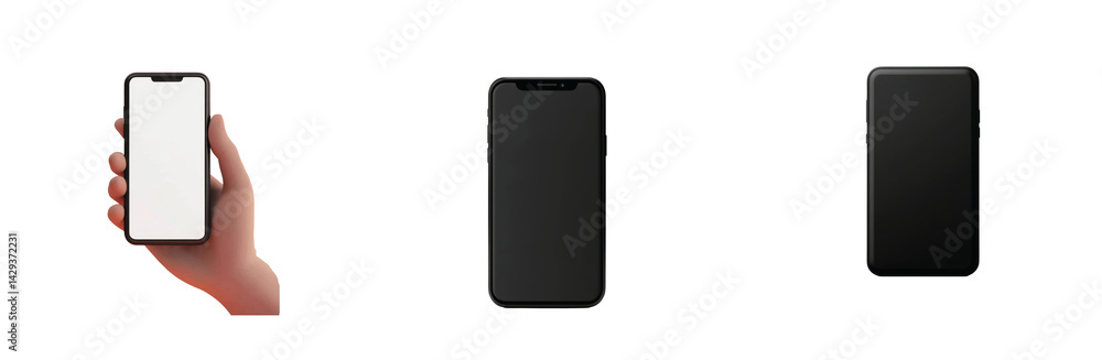 Aufkleber various smart phones displaying different angles show modern technology and design features
