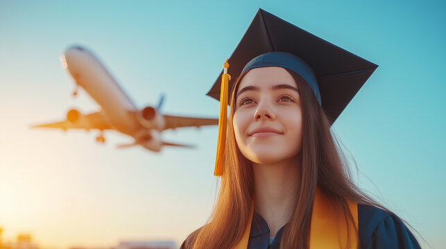 Graduate student in Cap and Gown. Studying abroad offers students an incredible opportunity for international learning, with scholarships providing guidance and support as they pursue their education 