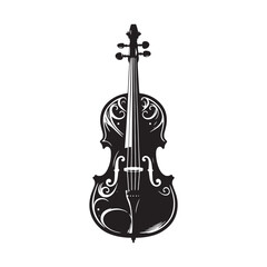 Fototapeta premium Soulful Strings: An Elegant Collection of Cello Vector Silhouettes Highlighting the Graceful Form, Deep Resonance, and Classical Beauty of This Timeless Bowed String Instrument