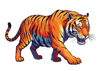 Obraz premium Majestic Bengal Tiger Walking in Profile
